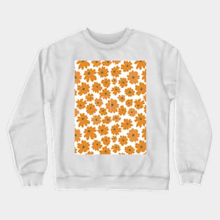 Diseño Digital floral en blanco y naranja Crewneck Sweatshirt